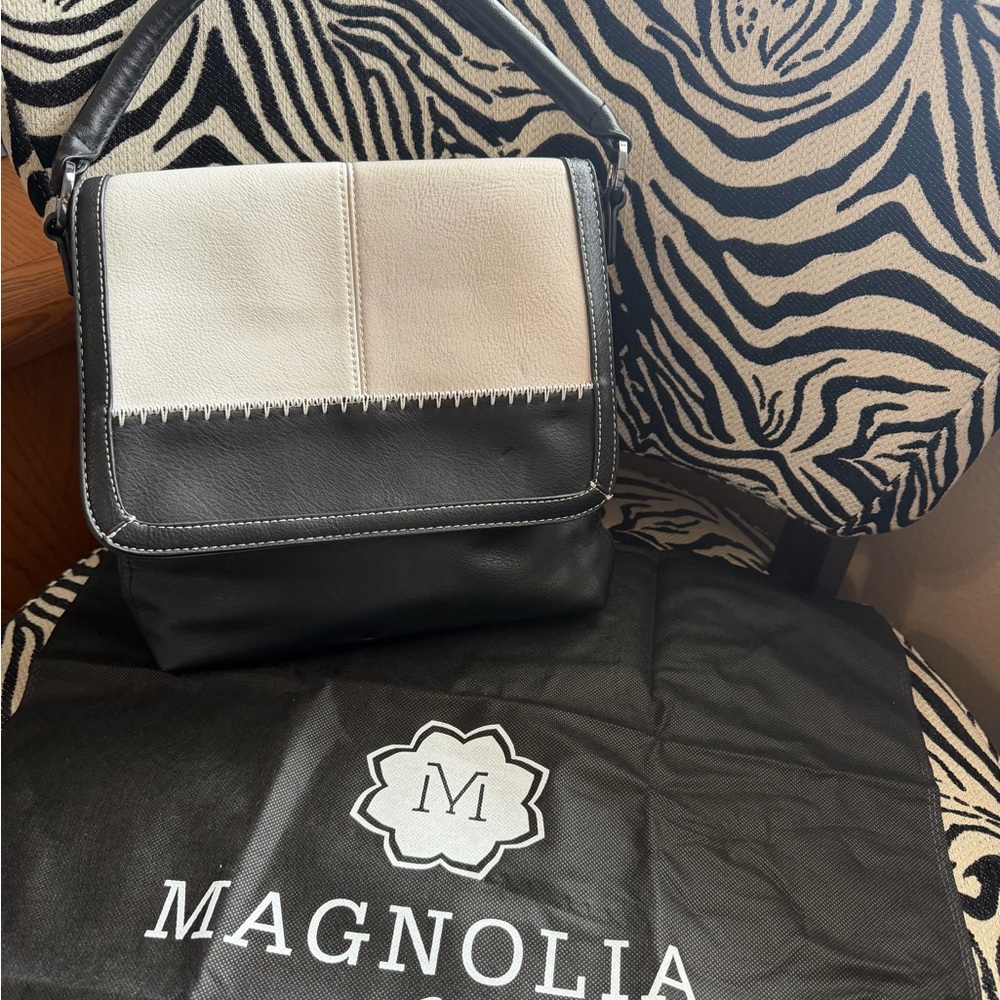 Magnolia Two-Tone Black and Cream Shoulder Bag NWOT